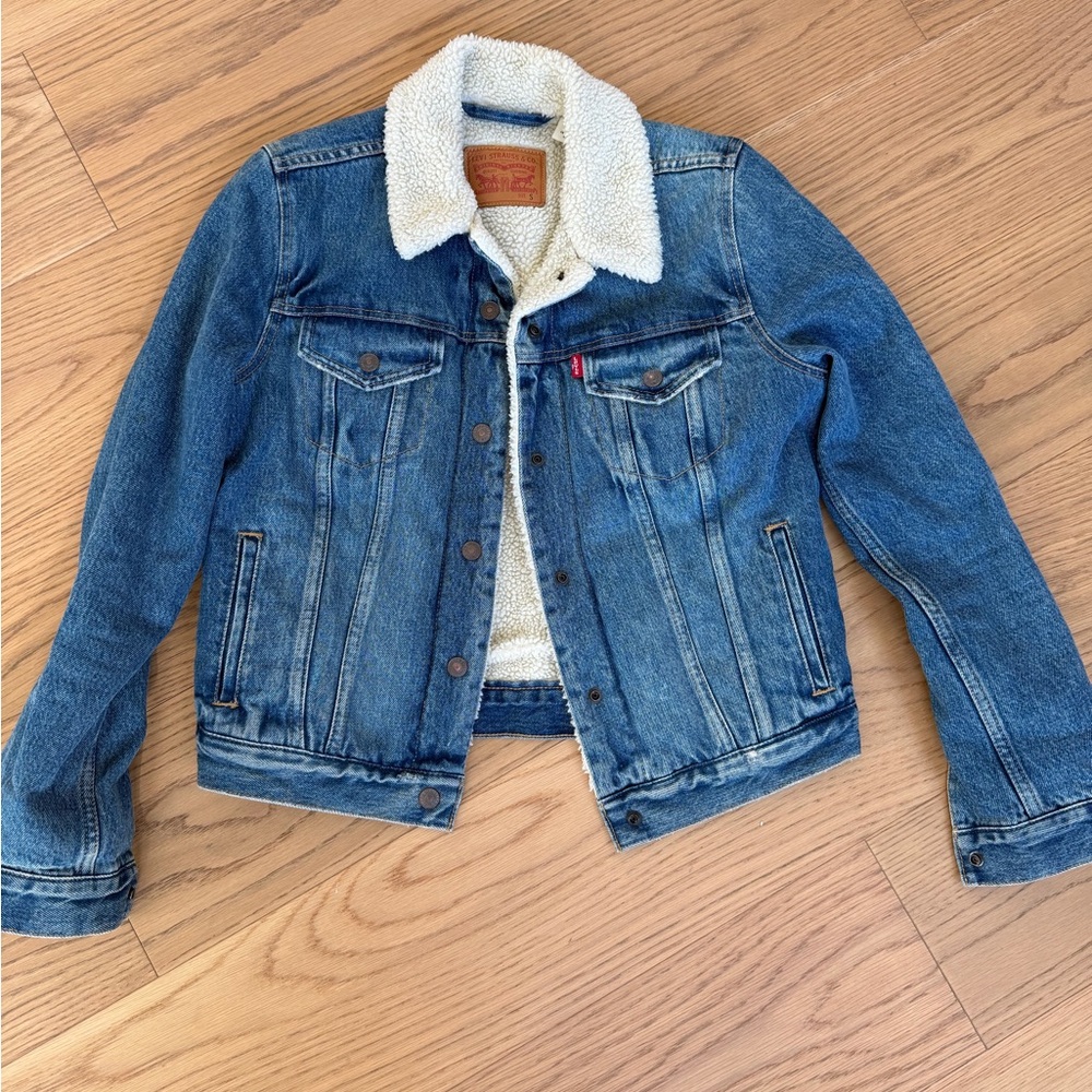 Levi's Cream Sherpa Lined Jacket